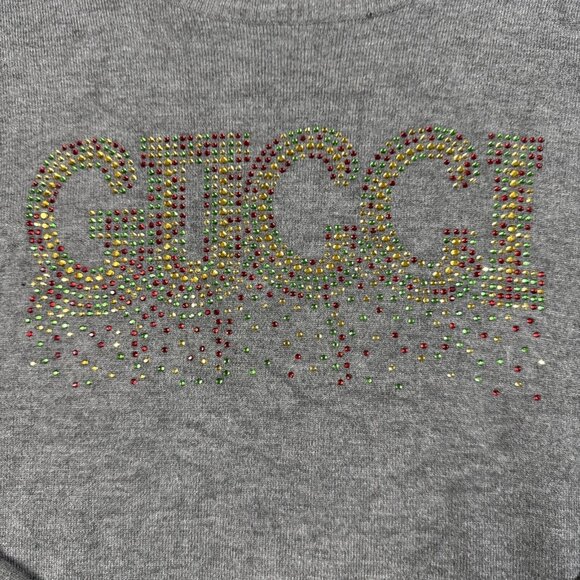 Gucci Women’s Gray Size Rhinestones Long Sleeve Pullover Sweater Size Large - Picture 2 of 5